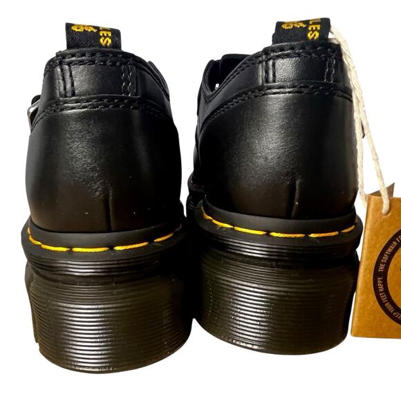 New Dr Doc Marten Audrick T Bar Shoes Womens 7 Black Leather Mary Jane Platform - Picture 3 of 16